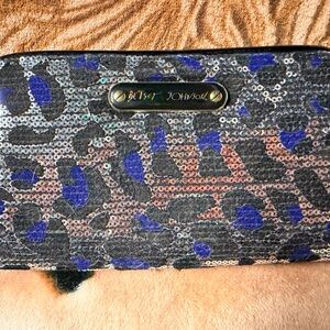 Betsey Johnson Black and Blue Sequin Clutch